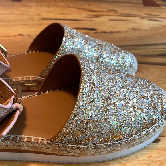 SEE BY CHLOE Women's Sparkly Espadrilles US7 Gold & Silver  Originally $200 - Picture 3 of 6